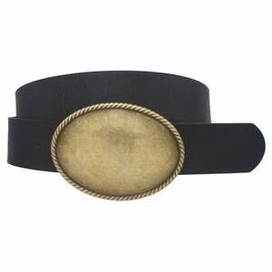 NEW JOIA women's western rope trim vegan leather belt in black